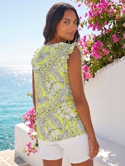 Roman Green Tropical Print Frill Sleeve Vest - Image 3 of 4