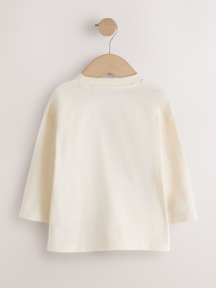 Cream Elephant Long Sleeve Embroidered T-Shirt (3mths-7yrs) - Image 2 of 4 Cream Elephant Long Sleeve Embroidered T-Shirt (3mths-7yrs) - Image 2 of 4