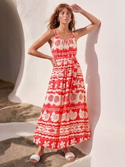 Roman Red Shell Print Strap Maxi Dress - Image 2 of 4