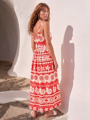 Roman Red Shell Print Strap Maxi Dress - Image 3 of 4
