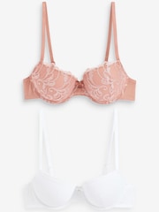 Розовый/белый - Embroidered Bras 2 Pack A-E - Изображение 13 из 13
