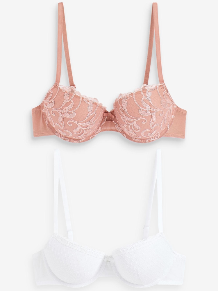 Розовый/белый - Embroidered Bras 2 Pack A-E - Изображение 13 из 13