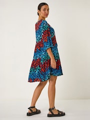 Roman Abstract Spot Print Lace Trim Dress - 圖片 3，共 5