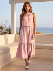 Roman Pink Tiered Swing Midi Dress - Image 2 of 4