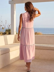 Roman Pink Tiered Swing Midi Dress - Image 3 of 4