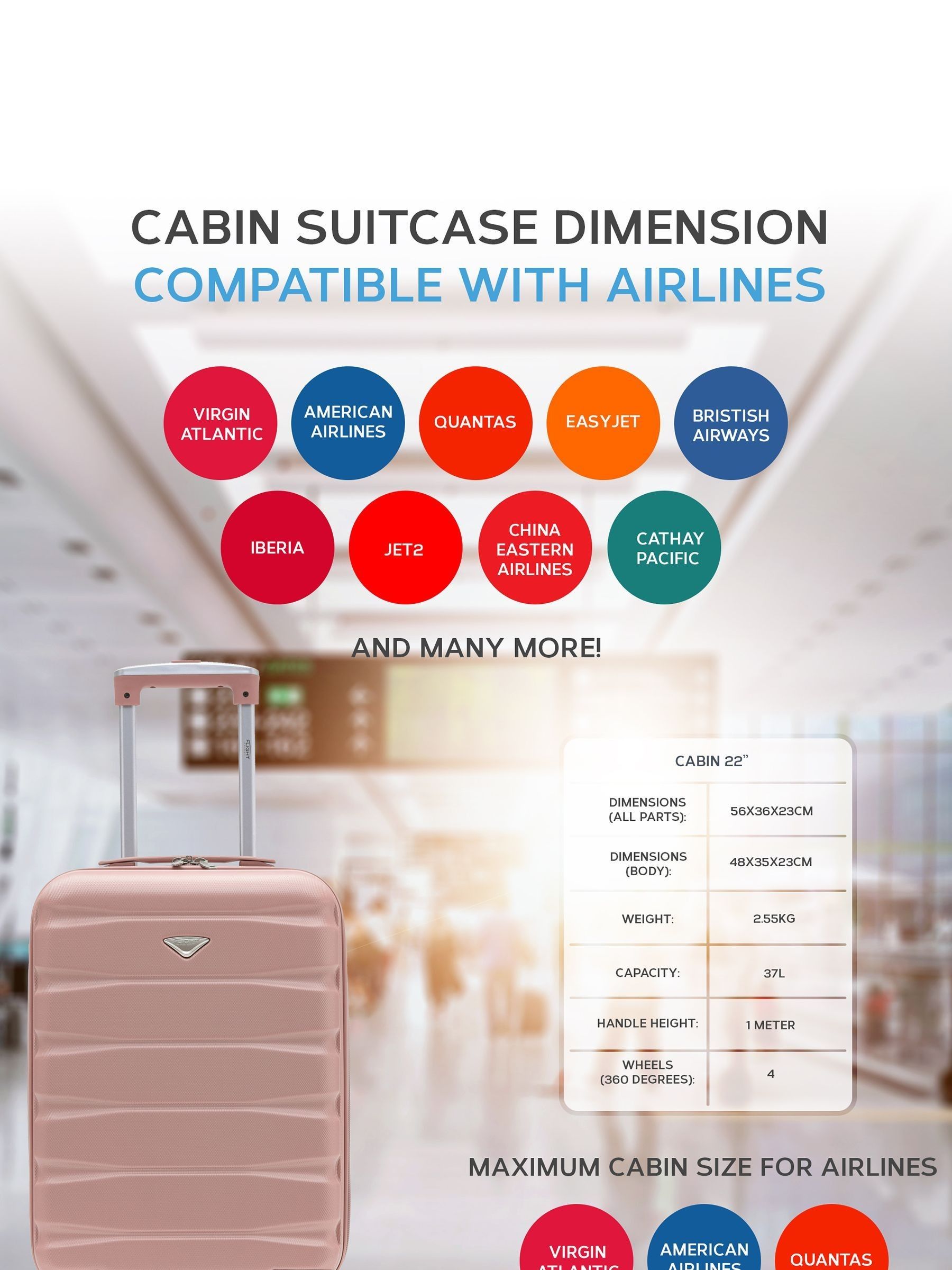 Buy Flight Knight 56x36x23cm 4 Wheel ABS Hard Case Cabin