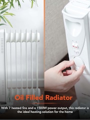 Warmlite White 1500W 7 fin Oil Filled Radiator - Image 2 of 5