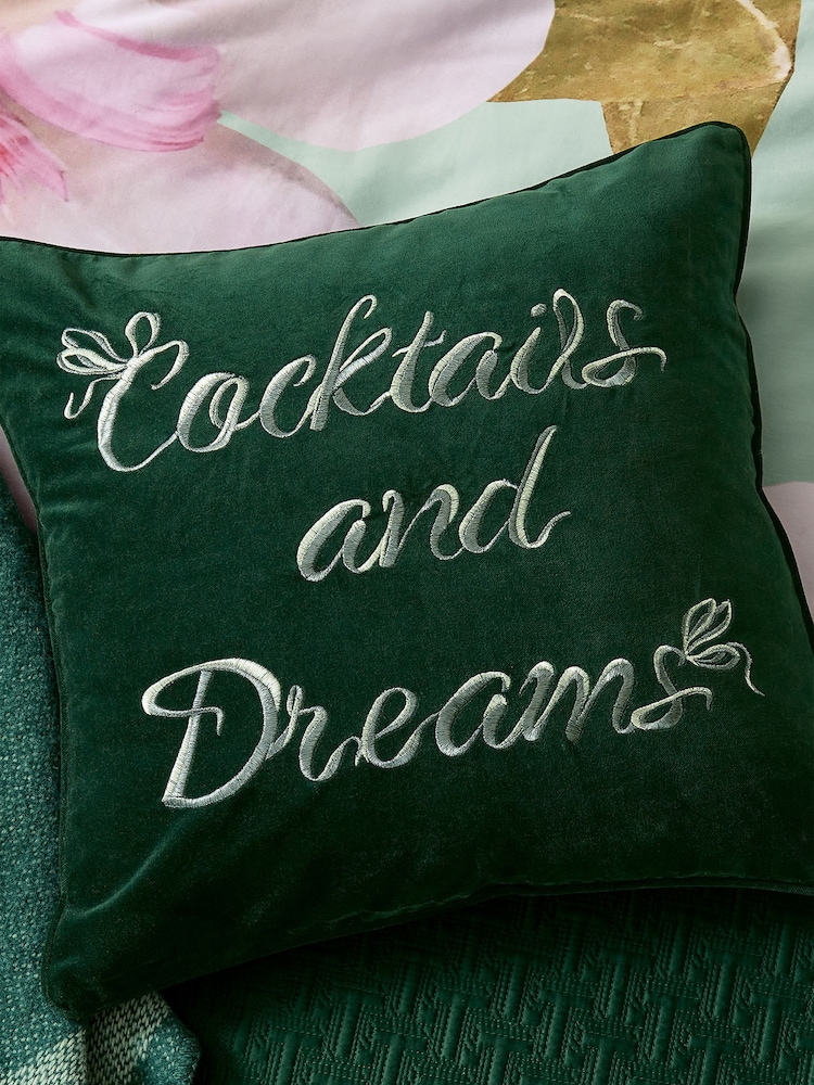Ted Baker Green Cocktails  Dreams 100% Cotton Cushion - Image 2 of 5