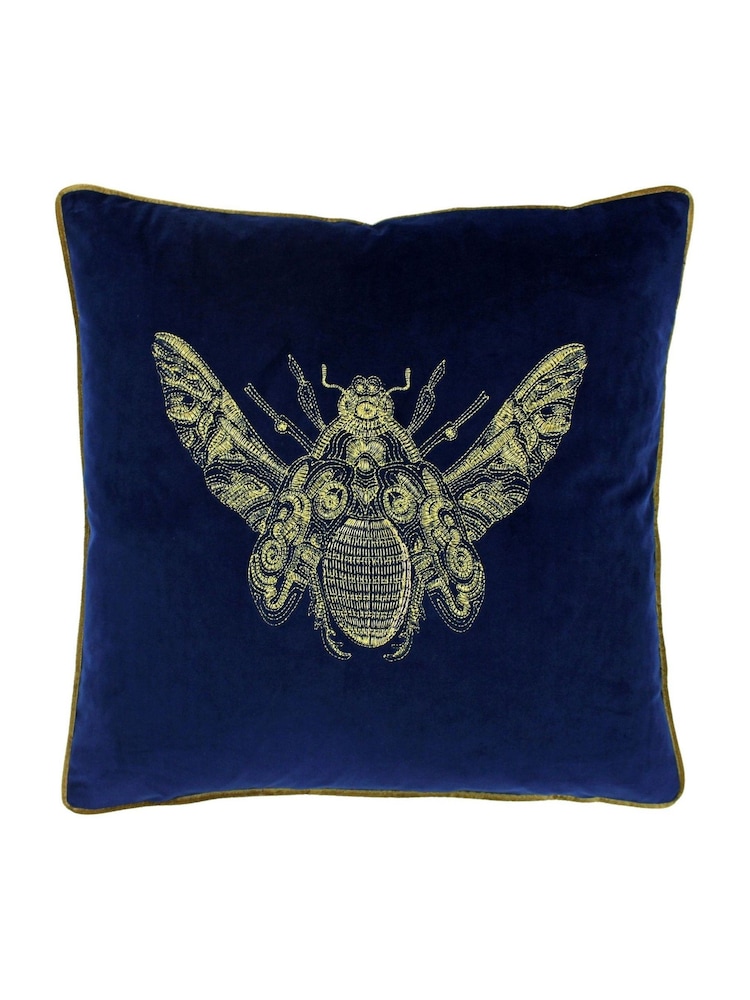 Riva Paoletti Royal Blue Cerana Velvet Polyester Filled Cushion - Image 1 of 2