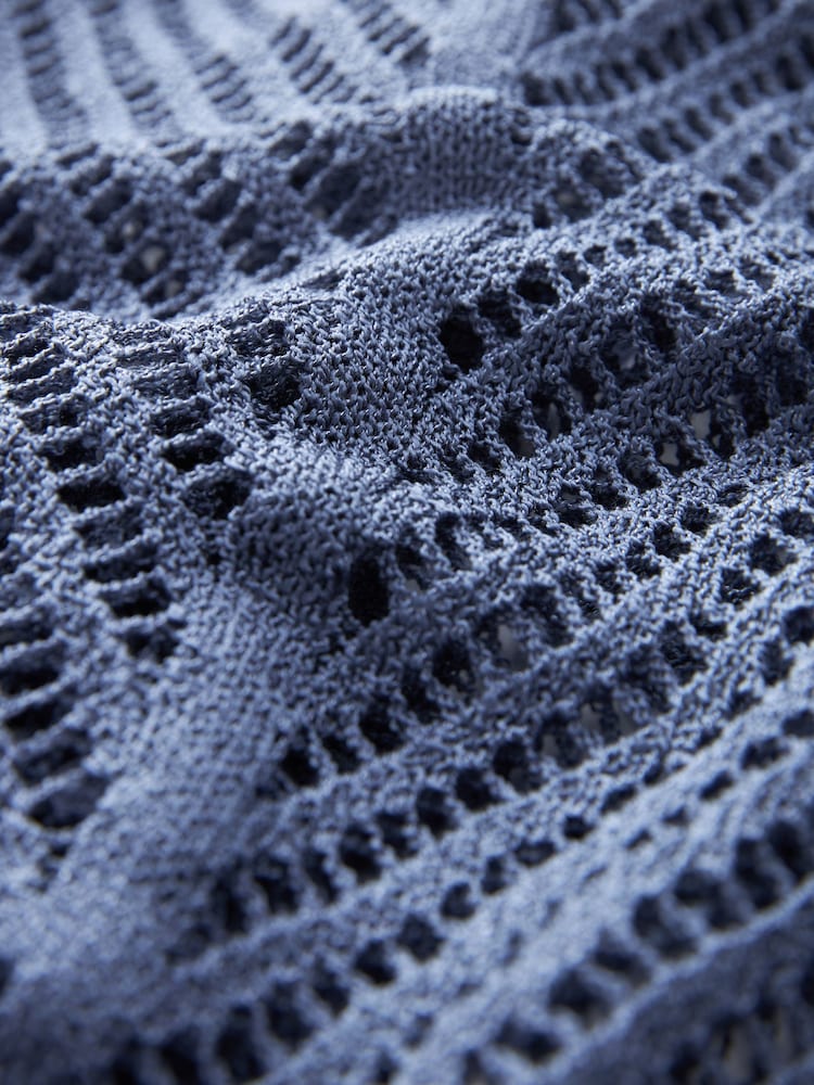 Blue Denim Knitted Crochet Cover-Up - Image 6 of 6 Blue Denim Knitted Crochet Cover-Up - Image 6 of 6