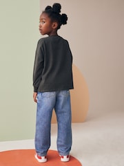 Charcoal Grey Sequin Rainbow Rolling Stones 100% Cotton Long Sleeve T-Shirt (3-16yrs) - Image 3 of 6