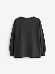 Charcoal Grey Sequin Rainbow Rolling Stones 100% Cotton Long Sleeve T-Shirt (3-16yrs) - Image 5 of 6