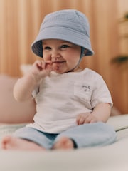 Denim/White 100% Cotton Top and Trousers Baby Set (0mths-2yrs) - Image 2 of 12