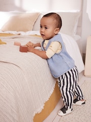 Denim/White 100% Cotton Top and Trousers Baby Set (0mths-2yrs) - Image 3 of 12