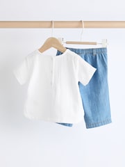 Denim/White 100% Cotton Top and Trousers Baby Set (0mths-2yrs) - Image 6 of 12