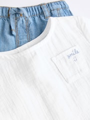 Denim/White 100% Cotton Top and Trousers Baby Set (0mths-2yrs) - Image 9 of 12
