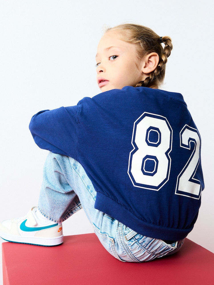 Blue Varsity Graphic 100% Cotton Long Sleeve Sweatshirt (3-16yrs) - Image 1 of 6