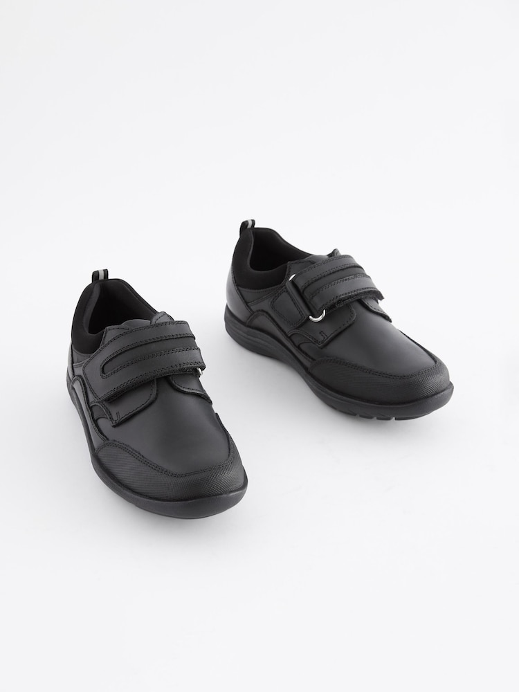 Black Wide Fit (G) School Leather Single Strap Shoes - Image 1 of 7
