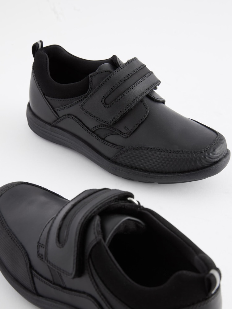 Black Wide Fit (G) School Leather Single Strap Shoes - Image 3 of 7