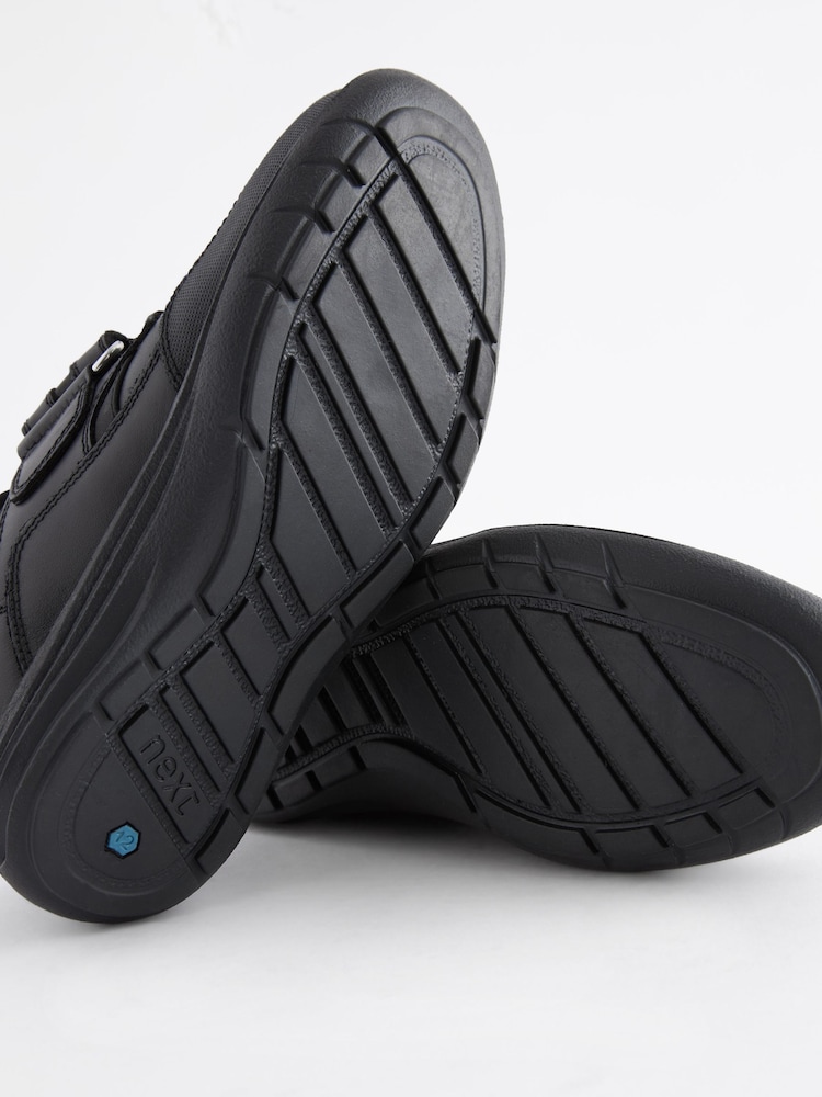 Black Wide Fit (G) School Leather Single Strap Shoes - Image 5 of 7