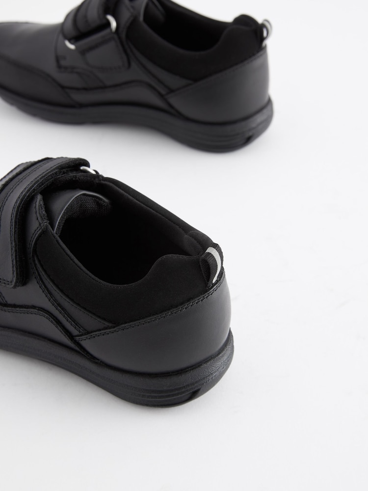 Black Wide Fit (G) School Leather Single Strap Shoes - Image 6 of 7