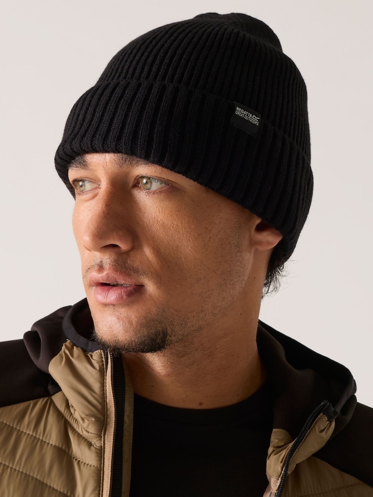 Regatta Black Ribbed Cuffed Beanie Hat - Image 1 of 9