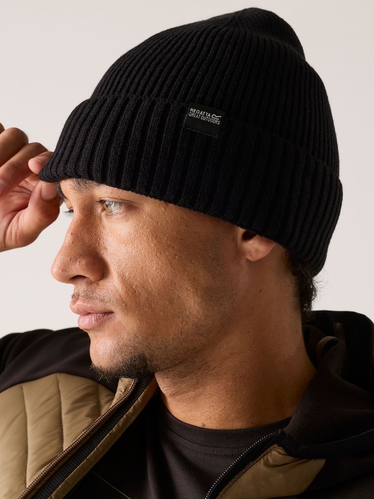Regatta Black Ribbed Cuffed Beanie Hat - Image 2 of 9