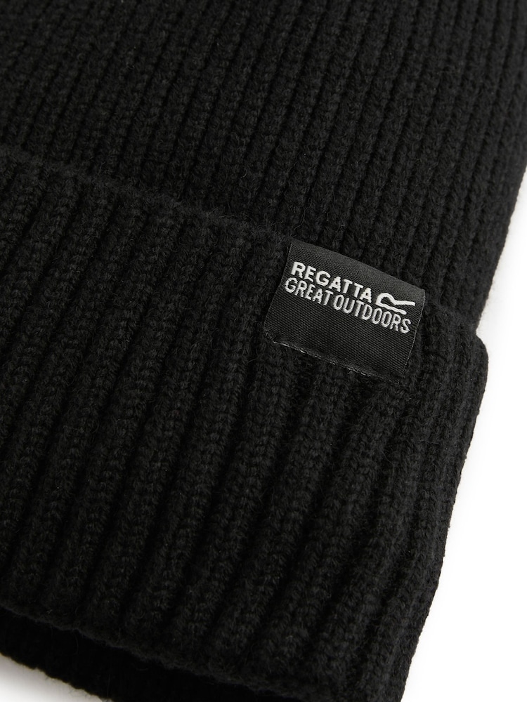 Regatta Black Ribbed Cuffed Beanie Hat - Image 9 of 9
