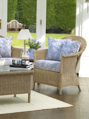 Laura Ashley Pale Blue Garden Bewley Indoor Rattan Lounging Sofa Set with Seat Cushions - Image 2 of 4
