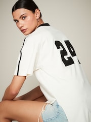 White/Black 100% Cotton Active Football Graphic T-Shirt - Image 1 of 7