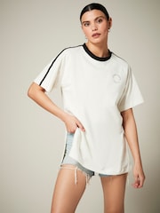 White/Black 100% Cotton Active Football Graphic T-Shirt - Image 2 of 7