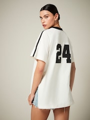 White/Black 100% Cotton Active Football Graphic T-Shirt - Image 3 of 7
