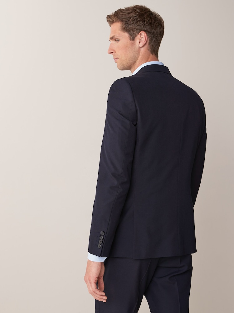 Navy Blue Regular Fit Two Button Suit Jacket - Image 5 of 9