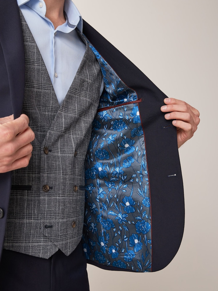 Navy Blue Regular Fit Two Button Suit Jacket - Image 6 of 9