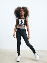 Black Stripe Popper Sports Leggings (3-16yrs) - Image 1 of 7