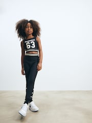 Black Stripe Popper Sports Leggings (3-16yrs) - Image 2 of 7