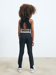 Black Stripe Popper Sports Leggings (3-16yrs) - Image 3 of 7