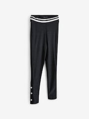 Black Stripe Popper Sports Leggings (3-16yrs) - Image 6 of 7