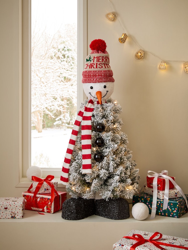 White Lit Snowman 3ft Christmas Tree - Image 1 of 6