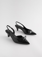 Black Forever Comfort® Standard/Wide Fit Peg Kitten Slingback Heel Shoes - Image 1 of 6