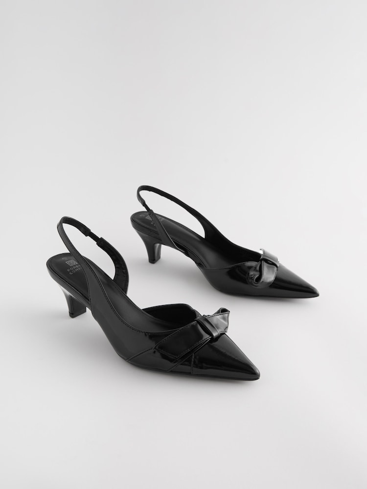 Black Forever Comfort® Standard/Wide Fit Peg Kitten Slingback Heel Shoes - Image 1 of 6