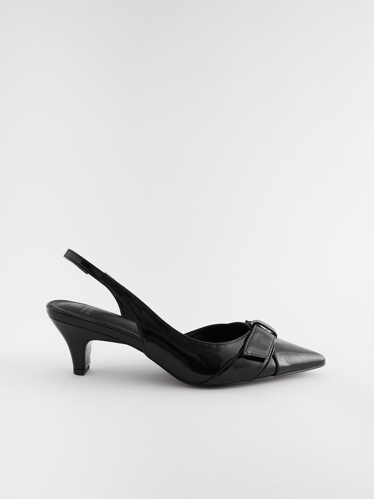 Black Forever Comfort® Standard/Wide Fit Peg Kitten Slingback Heel Shoes - Image 2 of 6