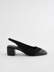 Black Forever Comfort® Square Toe Sling Back Block Heels - Image 2 of 5