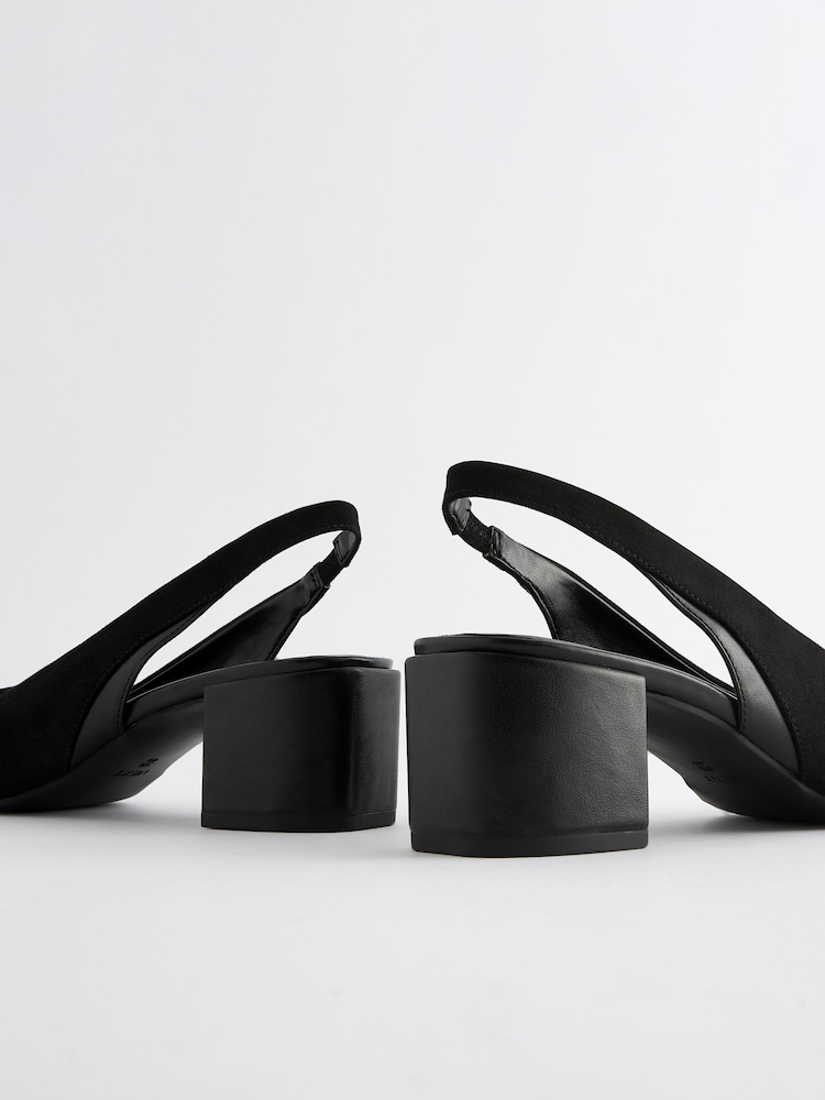 Black Forever Comfort® Square Toe Sling Back Block Heels - Image 3 of 5
