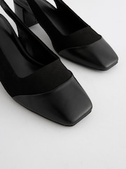 Black Forever Comfort® Square Toe Sling Back Block Heels - Image 4 of 5