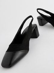 Black Forever Comfort® Square Toe Sling Back Block Heels - Image 5 of 5