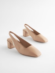 Camel Nude Forever Comfort® Square Toe Sling Back Block Heels - Image 4 of 8