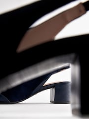 Navy Forever Comfort® Square Toe Sling Back Block Heels - Image 3 of 6