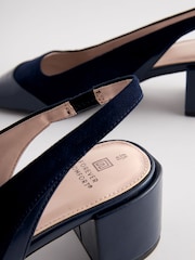 Navy Forever Comfort® Square Toe Sling Back Block Heels - Image 4 of 6