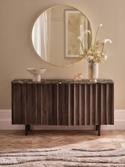 Dark Natural Collection Luxe Santa Fe Mango Wood and Marble Large Sideboard - Image 1 of 9